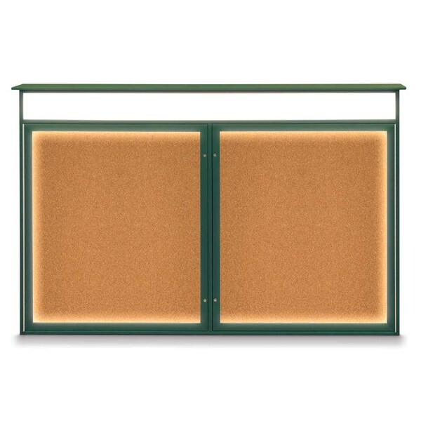 96"x48" 2-Door Enclosed Outdoor Letterboard, Green Felt/Satin